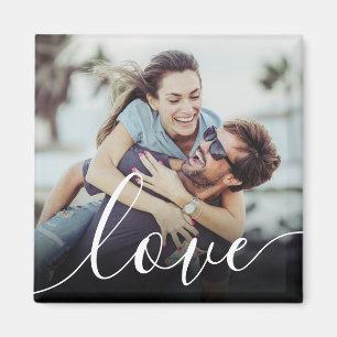 Modern Custom Photo Love Script Magnet