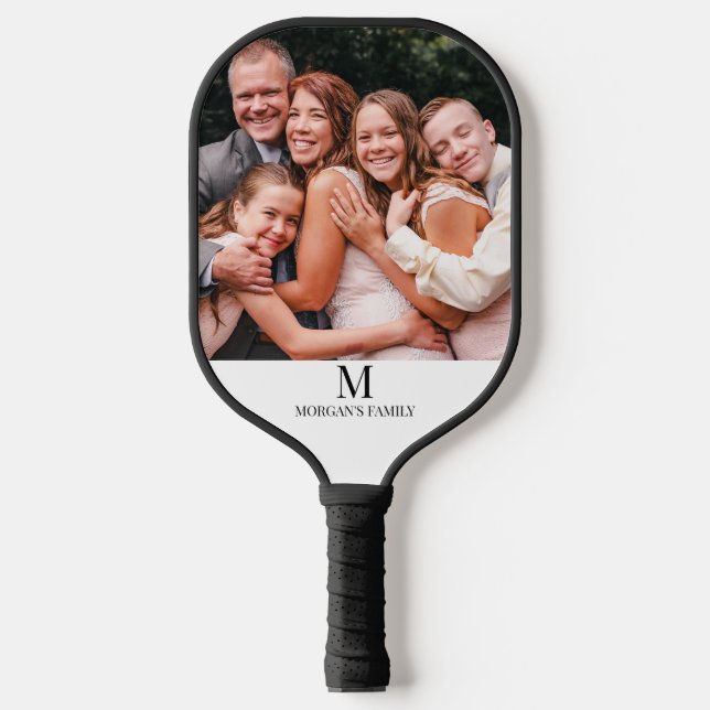 Modern custom Photo Monogram Name Pickleball Paddl Paddle (Front)
