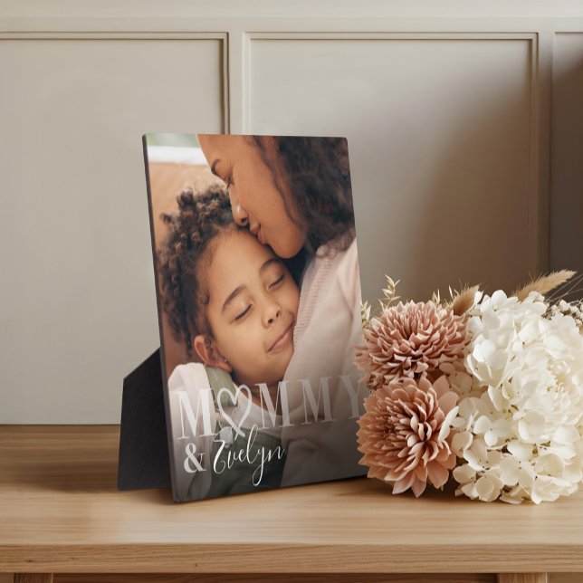 Modern Custom Photo Mummy & Child Name Keepsake Plaque (Modern Custom Photo Mommy & Child Name Keepsake Plaque)