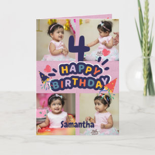Modern Custom Photo Name 4nd Happy Birthday Card
