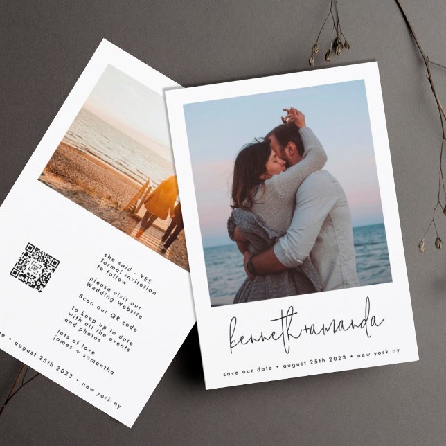 Modern Custom Photo Names Simple Qr Code Save The  Save The Date (Creator Uploaded)