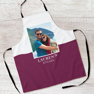 Modern Custom Photo Navy Kitchen Pink Plum Apron