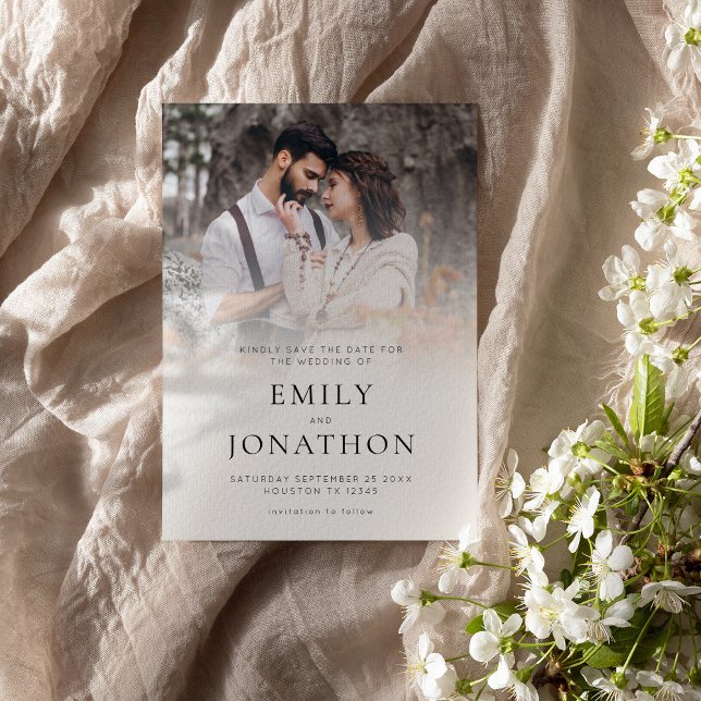 Modern Custom Photo Overlay QR Code Save The Date (Available digitally and printed. Part of a large wedding collection of matching items)