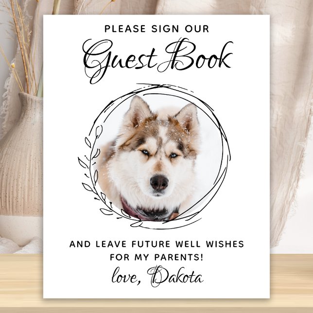 Modern Custom Photo Pet Wedding Guest Book Sign (Creator Uploaded)