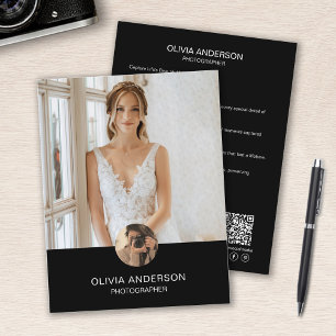 Modern Custom Photo QR Black Photographer Business Flyer