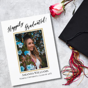 Modern,Custom Photo, QR Code,Graduation Invitation Postcard