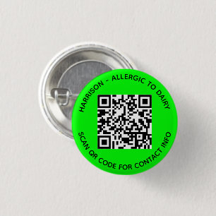 Modern Custom photo QR Code scan contact Info neon 3 Cm Round Badge