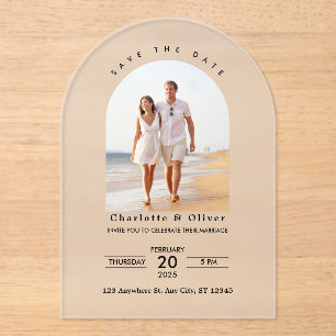 Modern Custom Photo Save The Date Acrylic Invitations