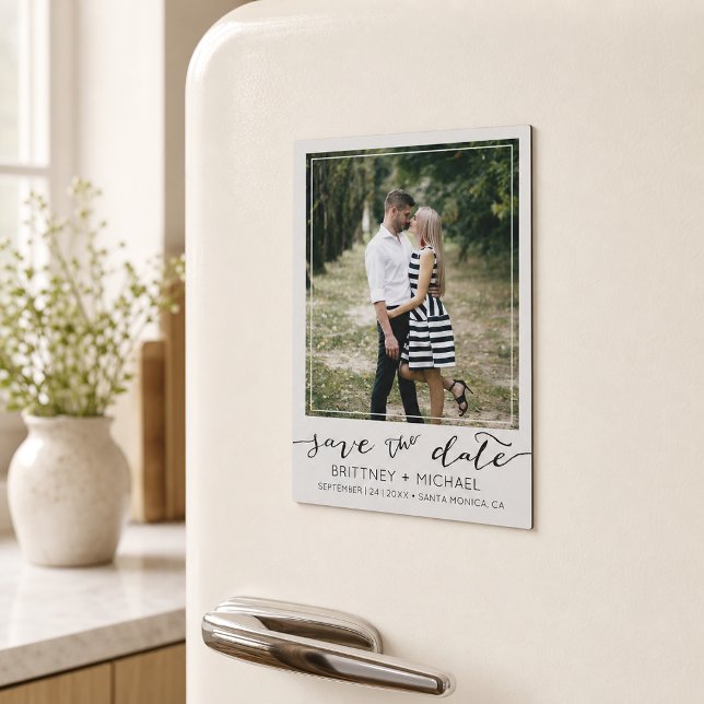 Modern Custom Photo Save the Date Light Grey (Announce your wedding with this modern custom photo save-the-date design. )
