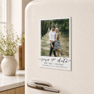 Modern Custom Photo Save the Date White