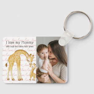 Modern Custom Photo Script 'I Love You - Mummy'  Key Ring