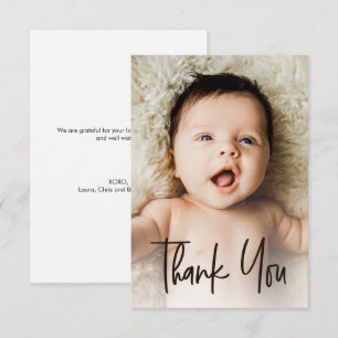 Modern Custom Photo Small Note Baby Shower Thank You Card