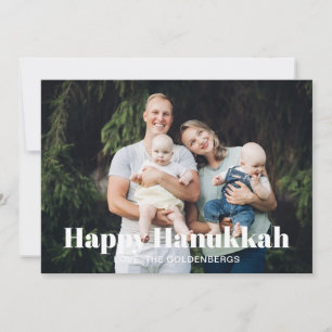 Modern custom photo text striped pattern Hanukkah Holiday Card