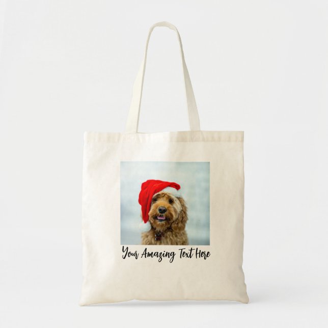 Modern Custom Photo Text Typography Personalised  Tote Bag (Front)