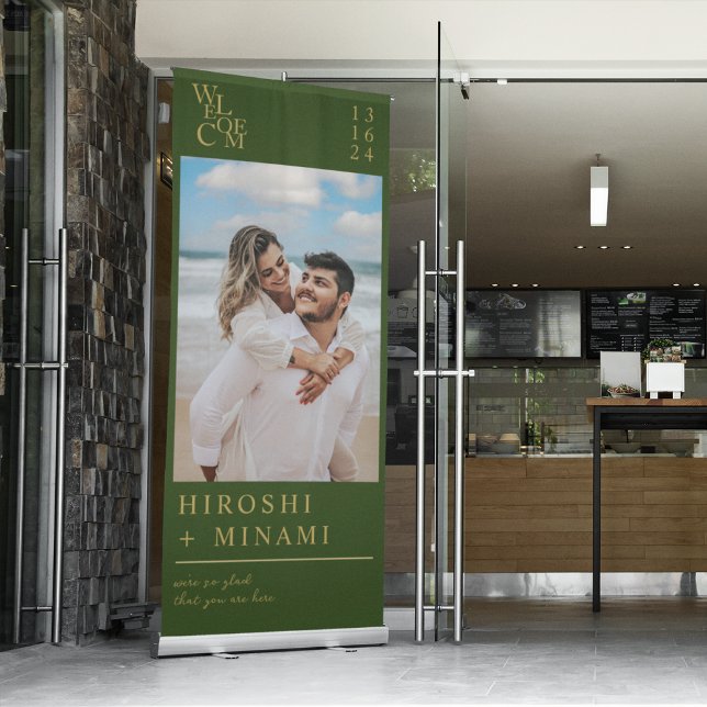 Modern Custom Photo & Text Wedding Welcome Retractable Banner (Creator Uploaded)