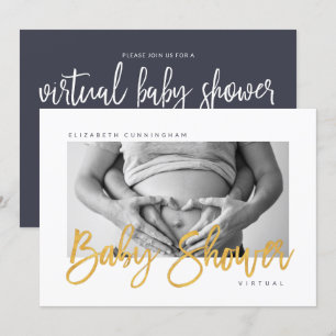 Modern Custom Photo Virtual Baby Shower Invitation
