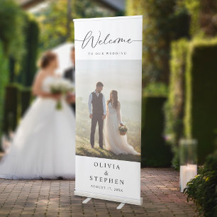 Modern Custom Photo Wedding Retractable Banner