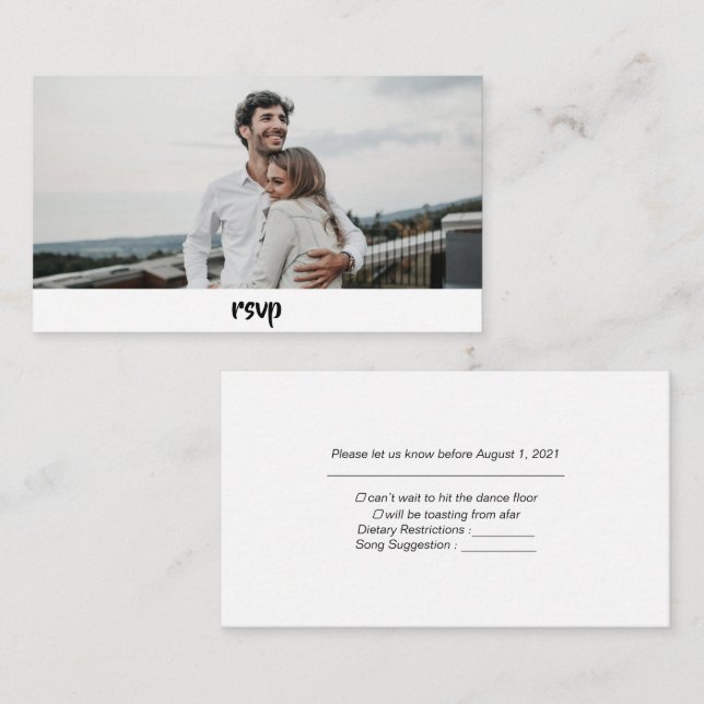 Modern Custom Photo Wedding Rsvp Card (Front/Back)