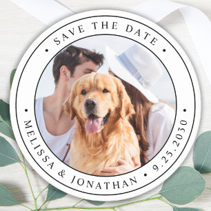 Modern Custom Photo Wedding Save The Date Round Paper Coaster