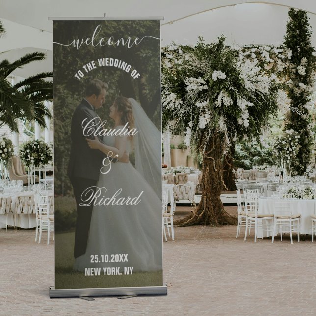 Modern Custom Photo Wedding Welcome Retractable Banner (Creator Uploaded)