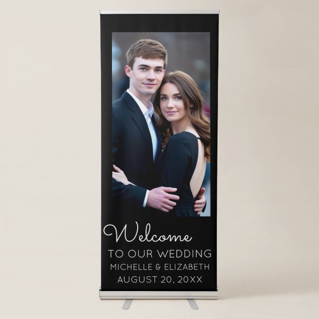Modern Custom Photo Wedding Welcome                Retractable Banner (Front)