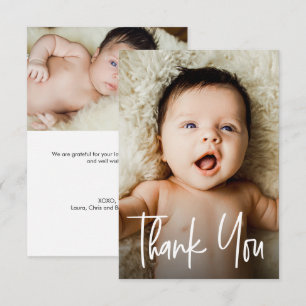 Modern Custom Photos Small Note Baby Shower Thank You Card