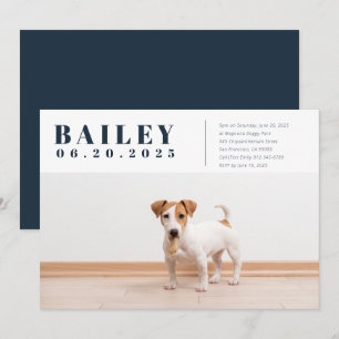 Modern Custom Puppy Dog Photo Birthday Invitation