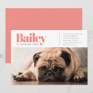 Modern Custom Puppy Dog Photo Birthday Invitation