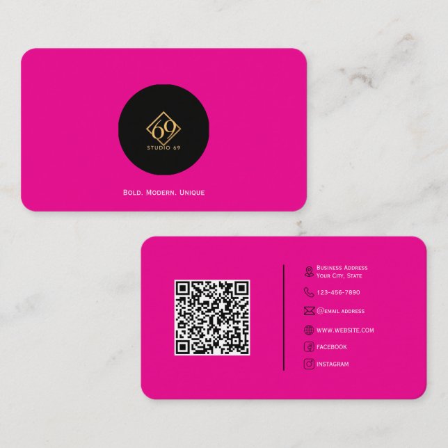 Modern Custom QR Code Business Card with Logo (Front/Back)