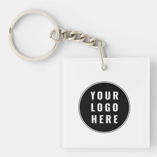 Modern Custom QR Code Minimalist Business Logo Key Ring (Front)