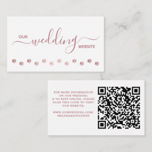 Modern Custom Rose Gold Dog Pet Wedding QR Code  Enclosure Card