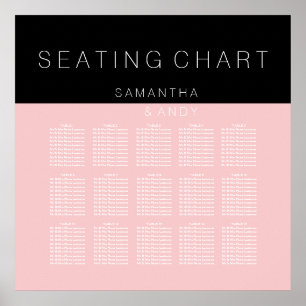 Modern custom rose pink color block seating chart
