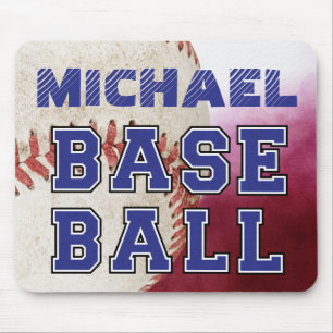 Modern custom rustic baseball player mouse mat