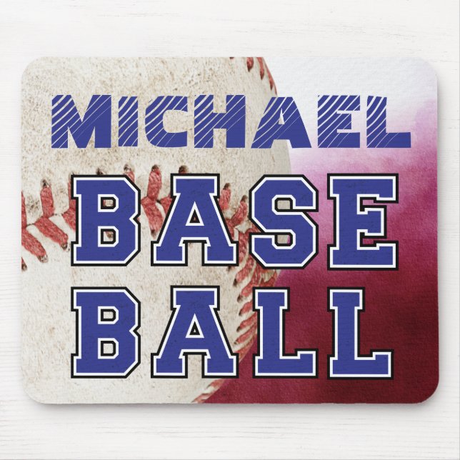 Modern custom rustic baseball player mouse mat (Front)