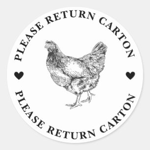 Modern Custom Rustic Farm Return Egg Carton Classic Round Sticker