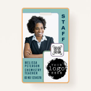 Modern Custom School Teacher Photo Name Card  ID Badge