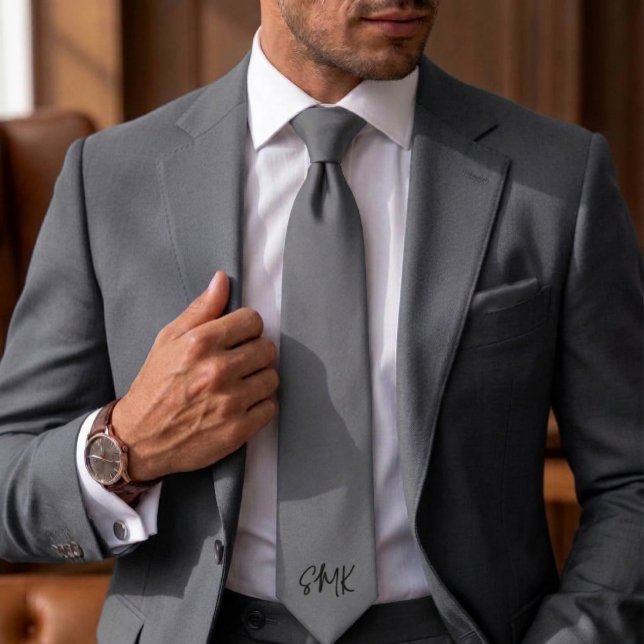 Modern Custom Script Name Silver Grey Necktie (Creator Uploaded)