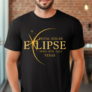 Modern Custom State 2024 Texas Total Solar Eclipse T-Shirt
