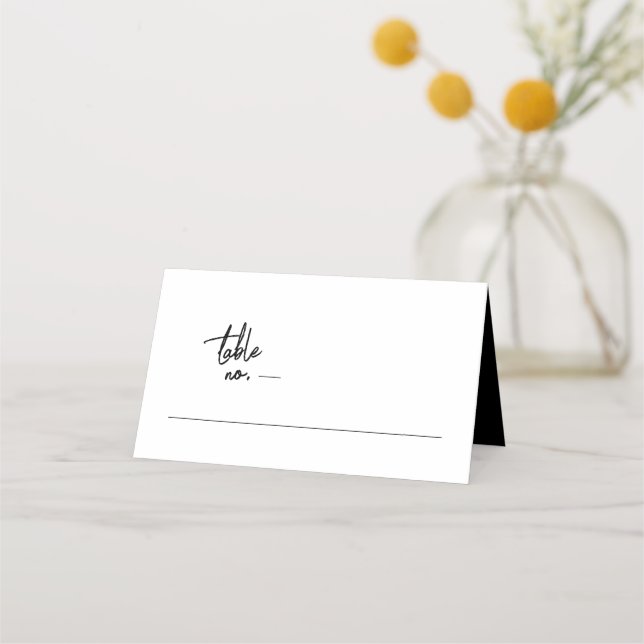 Modern Custom Stylish Black White Wedding Place Card (Front)