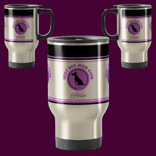 Modern Custom Stylish Name Monogram Dog Mum Travel Mug