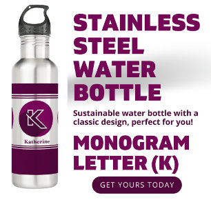 Modern Custom Stylish Name Monogram Letter (K) 710 Ml Water Bottle