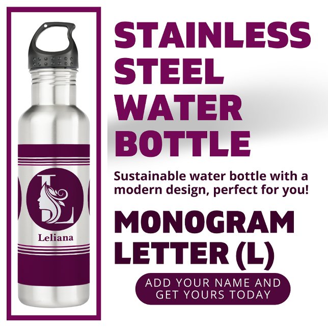 Modern Custom Stylish Name Monogram Letter ( L ) 710 Ml Water Bottle (Creator Uploaded)