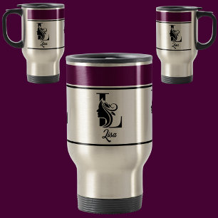Modern Custom Stylish Name Monogram Letter (L) Travel Mug