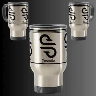 Modern Custom Stylish Name Monogram Letter (S) Travel Mug