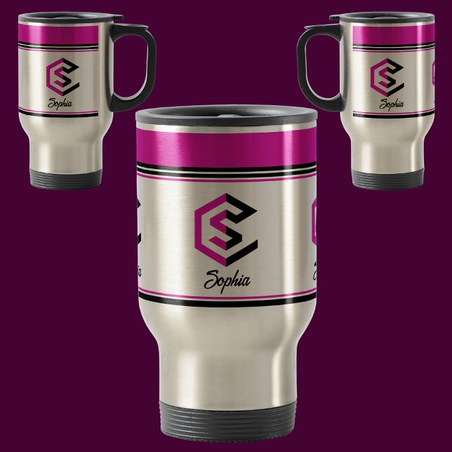 Modern Custom Stylish Name Monogram Letter (S) Travel Mug (Creator Uploaded)