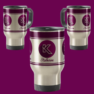 Modern Custom Stylish Name Monogram Travel Mug