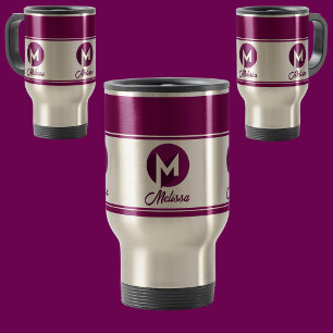 Modern Custom Stylish Name Monogram Travel Mug