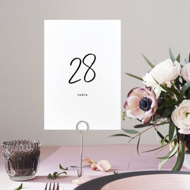 Modern Custom Stylish White Black Wedding Table Number (Creator Uploaded)