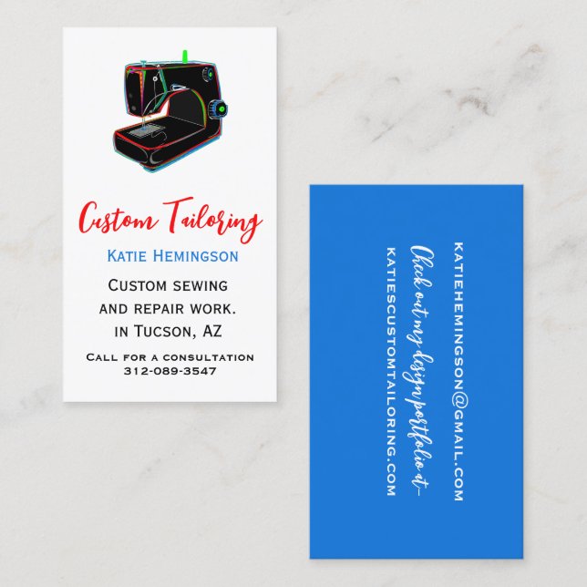Modern Custom Tailoring Business Card (Front/Back)