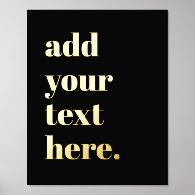 Modern Custom Text Black Foil Prints (Front)